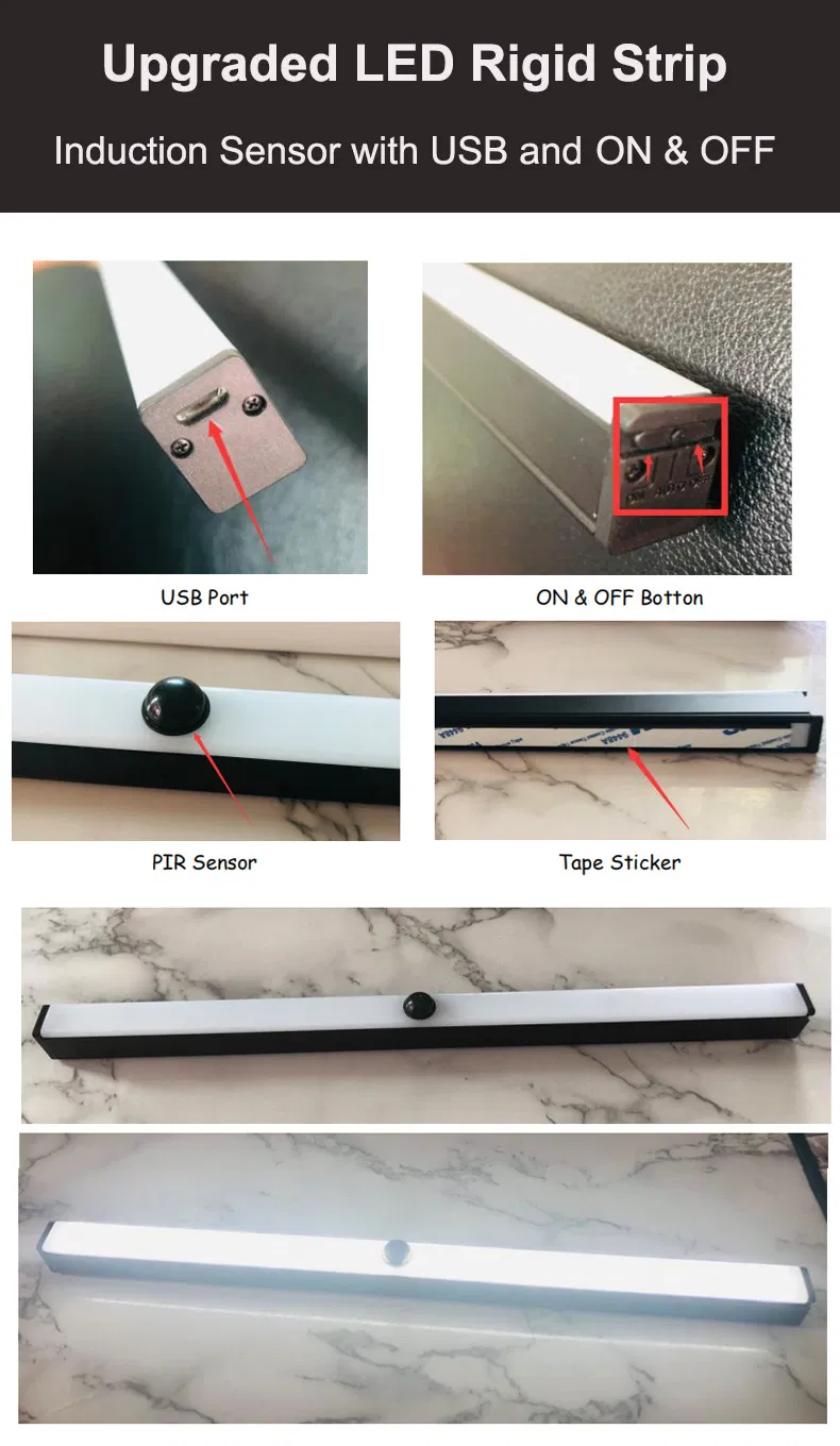 حساس استشعار الحركة ضوء بار ميني USB شريط إضاءة LED صلب للسلم والممر