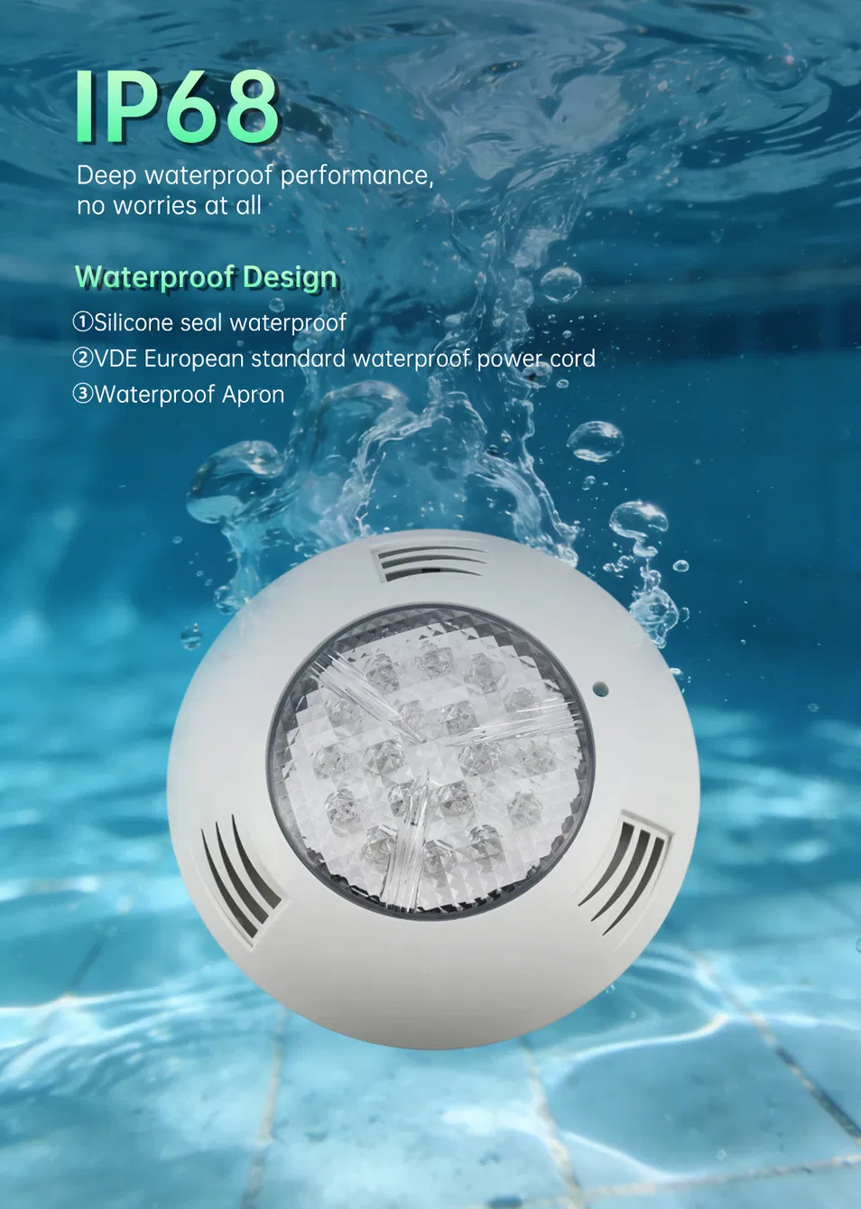 مصنع محترف ضوء LED تحت الماء IP68 مقاوم للماء 12V 18W ضوء مسبح RGB