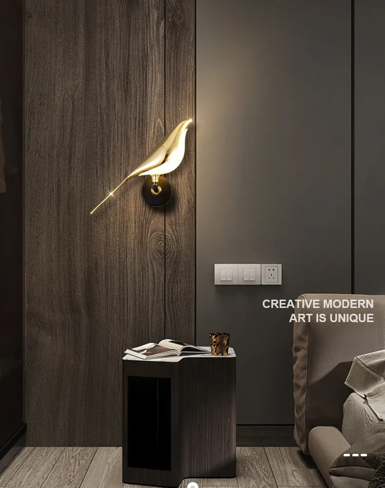 مصباح حائط حديث نورديك بتصميم طائر الغطاس