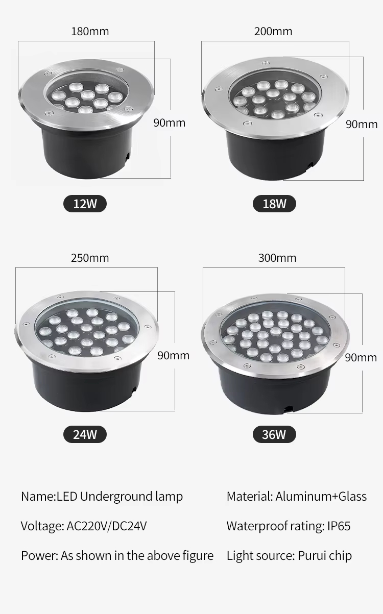 IP67 مصباح أرضي LED مضاد للماء من الفولاذ المقاوم للصدأ مدمج للإضاءة الخارجية للمناظر الطبيعية