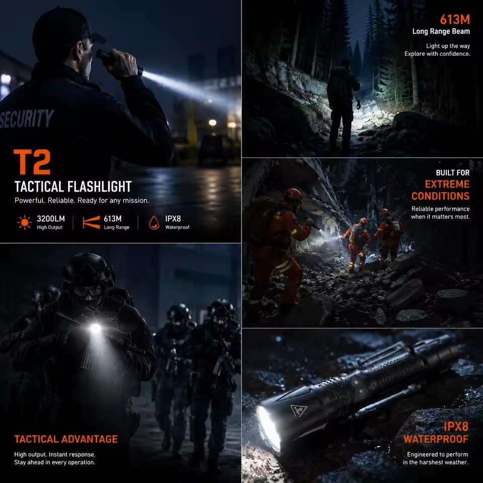 Aurora New 3200 Lumens Torch Long Range T2 LED Tactical Flashlight