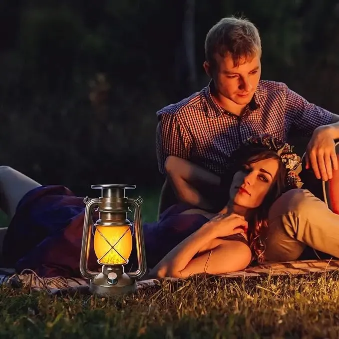 مصباح شمسية LED مقاوم للماء قابل للشحن بتصميم قديم للحديقة والفناء والسطح وزينة المنزل