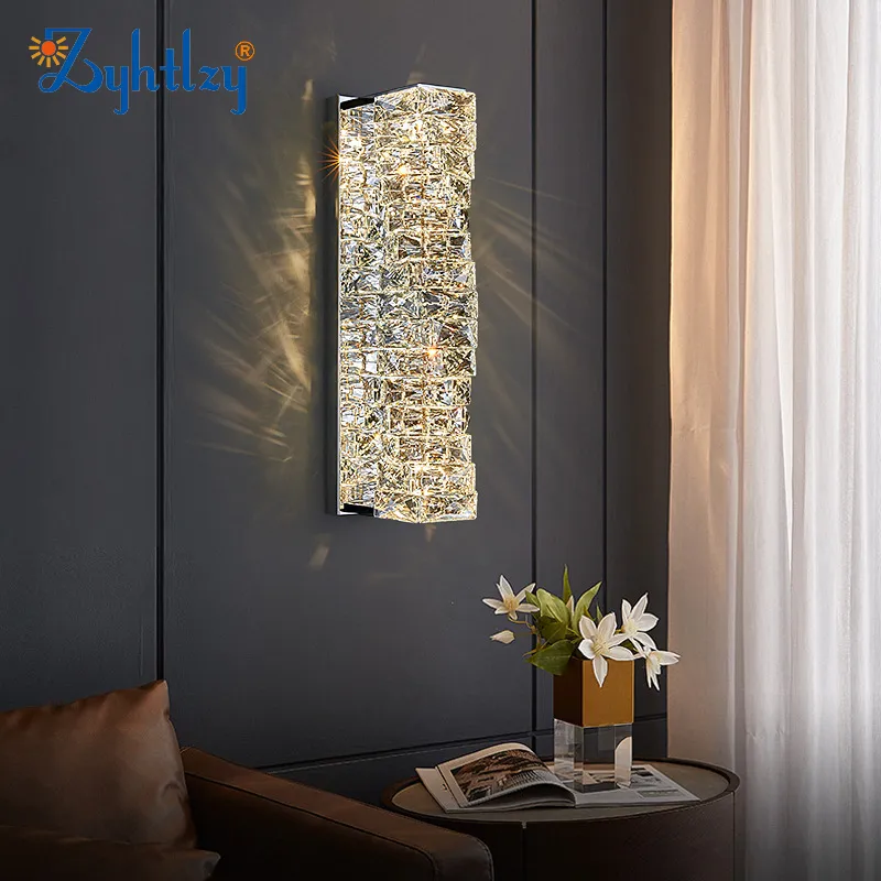 تصميم داخلي فاخر زخرفي حديث مصباح جداري كريستالي LED
