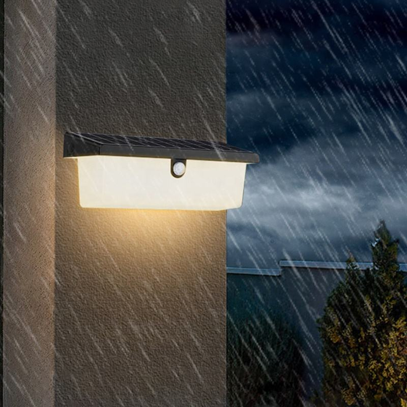 IP65 مصباح حائط شمسي مقاوم للماء مع مستشعر حركة بزاوية واسعة LED لهب للديكور الخارجي في الحديقة مصباح شمسي للفناء والممرات والشوارع والأرصفة