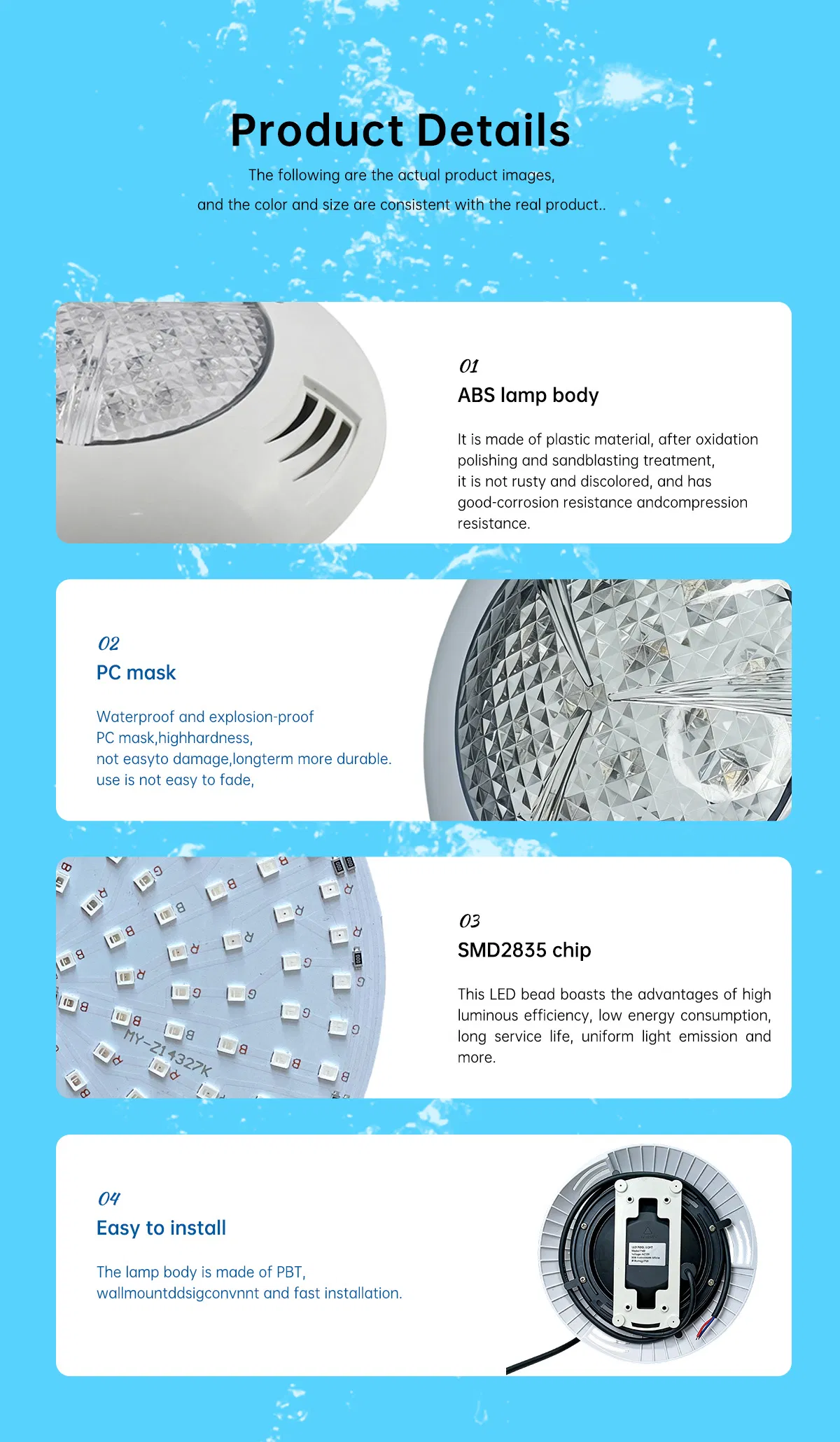 مصنع محترف ضوء LED تحت الماء IP68 مقاوم للماء 12V 18W ضوء مسبح RGB