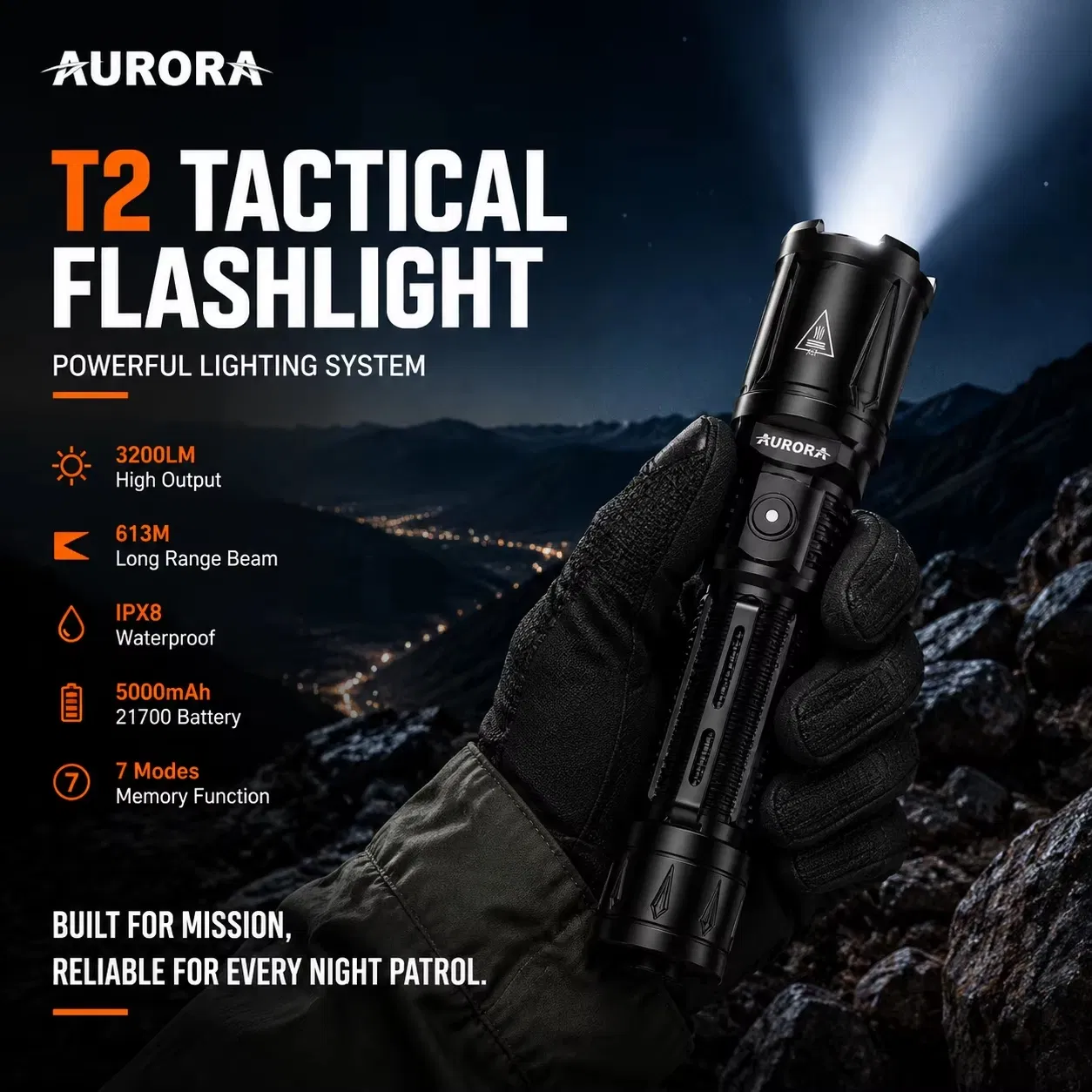 New 3200 Lumens Torch Long Range T2 LED Tactical Flashlight