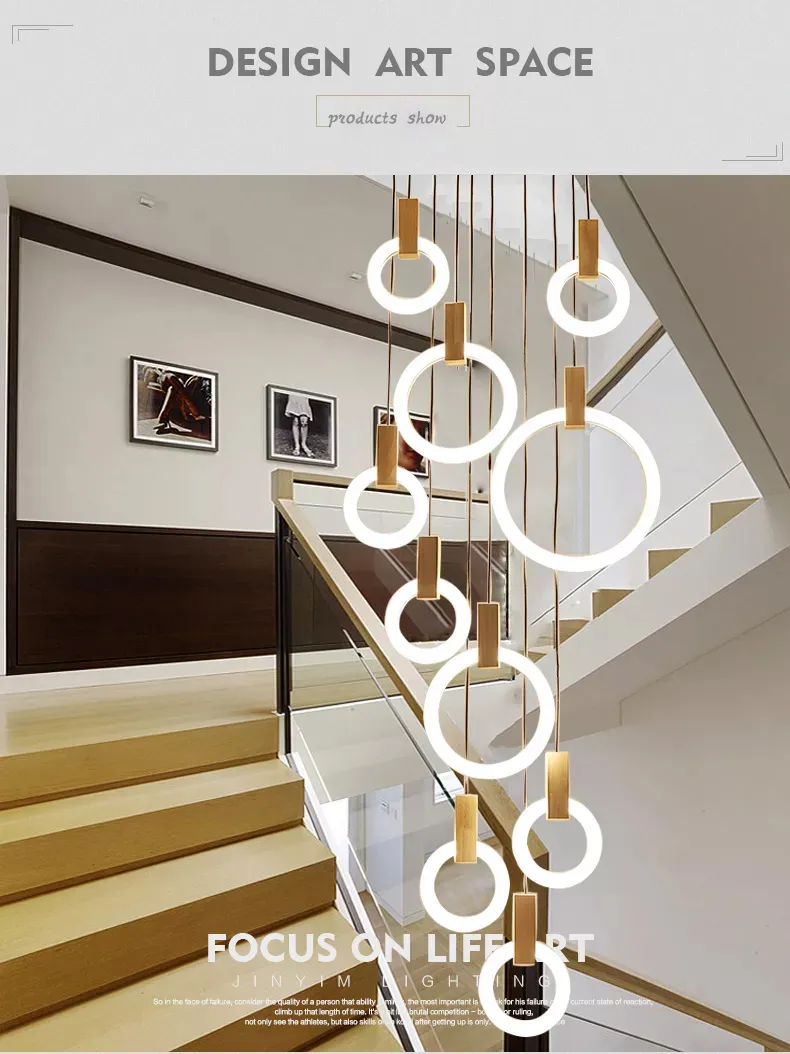 تصميم فني عالي الجودة لمصباح دائري LED معلق لسلم