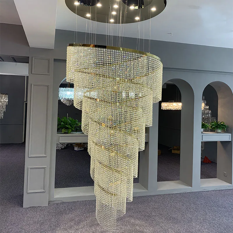 ثريات كريستالية بسيطة، سلالم، غرفة معيشة، شخصية، غرفة طعام، فيلا دوبلكس، إضاءة فاخرة، مصابيح إبداعية