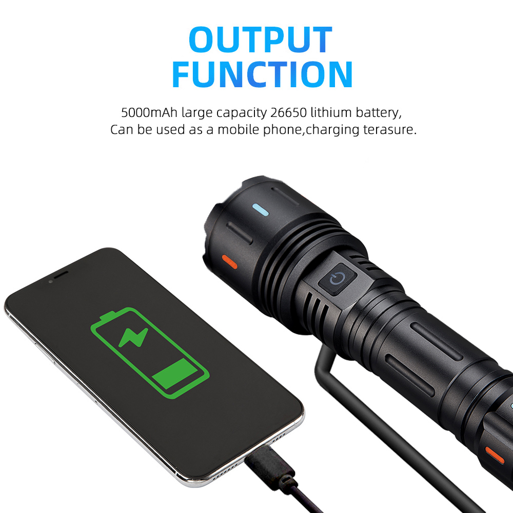 هيلوس 1500m مصباح ليزر أبيض بعيد المدى LED قابل لإعادة الشحن بمدخل USB قابل للتكبير مصباح تكتيكي
