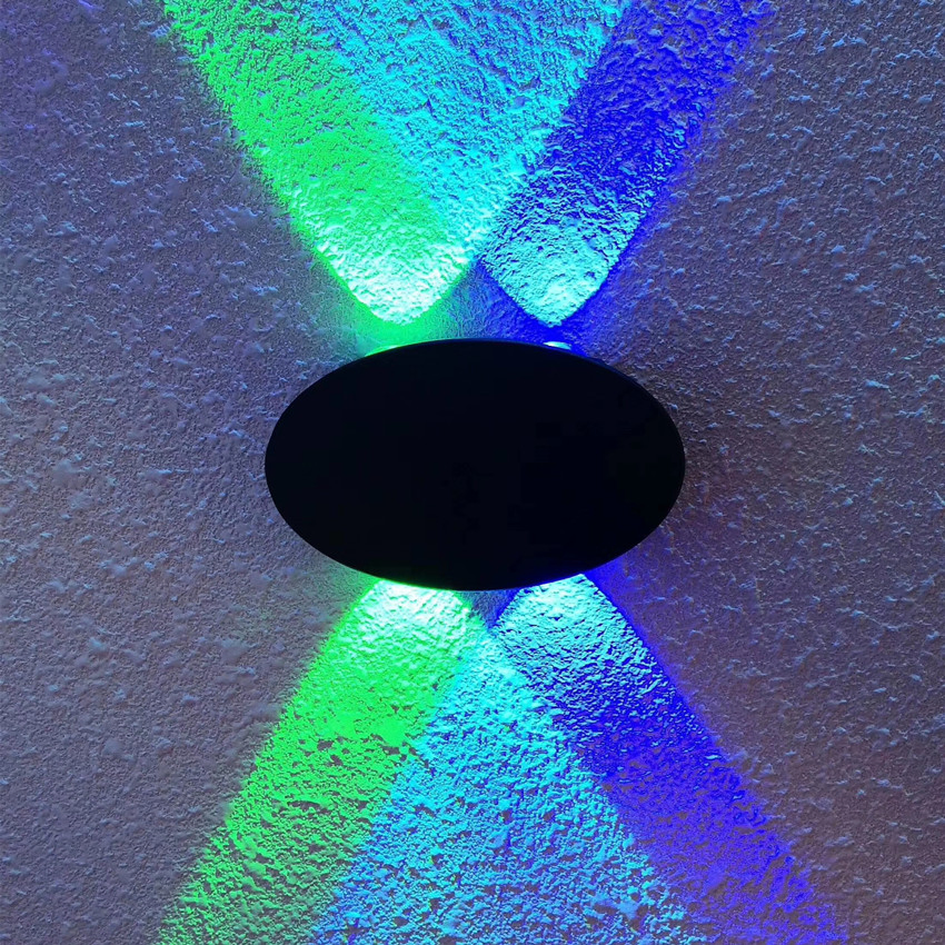 مصباح حائط LED معدني أسود لغرفة النوم في فندق على طراز الشمال الأوروبي مع درج وممر 8W لون RGB