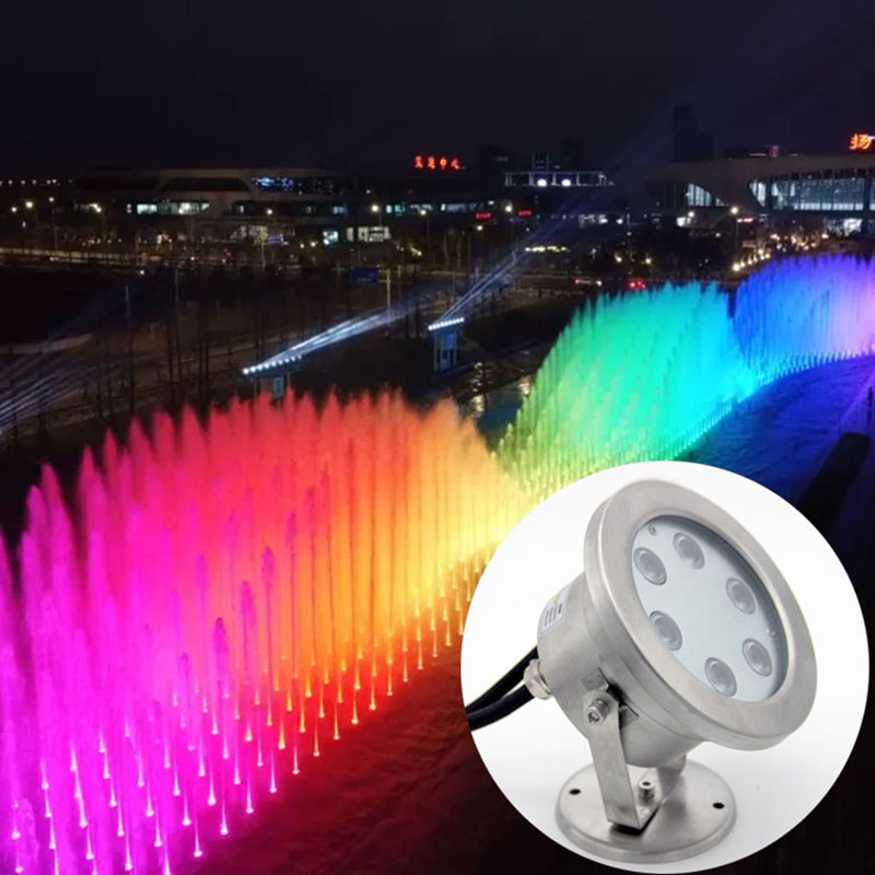 IP68 ضوء LED نافورة تحت الماء من الفولاذ المقاوم للصدأ RGB المقاوم للماء 12V 24V