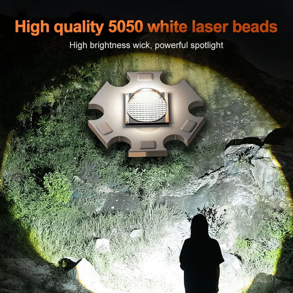 هيليوس 55W ليزر أبيض 1500m مدى طويل 6 أوضاع مصباح LED قابل للشحن من سبائك الألومنيوم IP65 مصباح يدوي تكتيكي قابل للتكبير