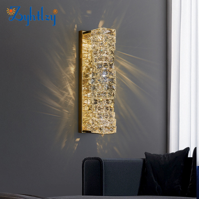 تصميم داخلي فاخر زخرفي حديث مصباح جداري كريستالي LED فندق إضاءة بجانب السرير ديكور داخلي غرفة المعيشة منزل زخرفة مصباح جداري حديث (B003)