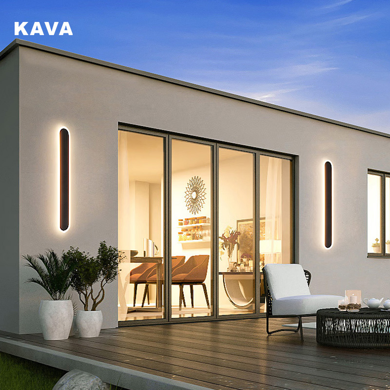 فوانيس حائطية LED خارجية مقاومة للماء بتصميم بسيط، مصنوعة من اللون الأسود، للإضاءة في الفناء أو المدخل