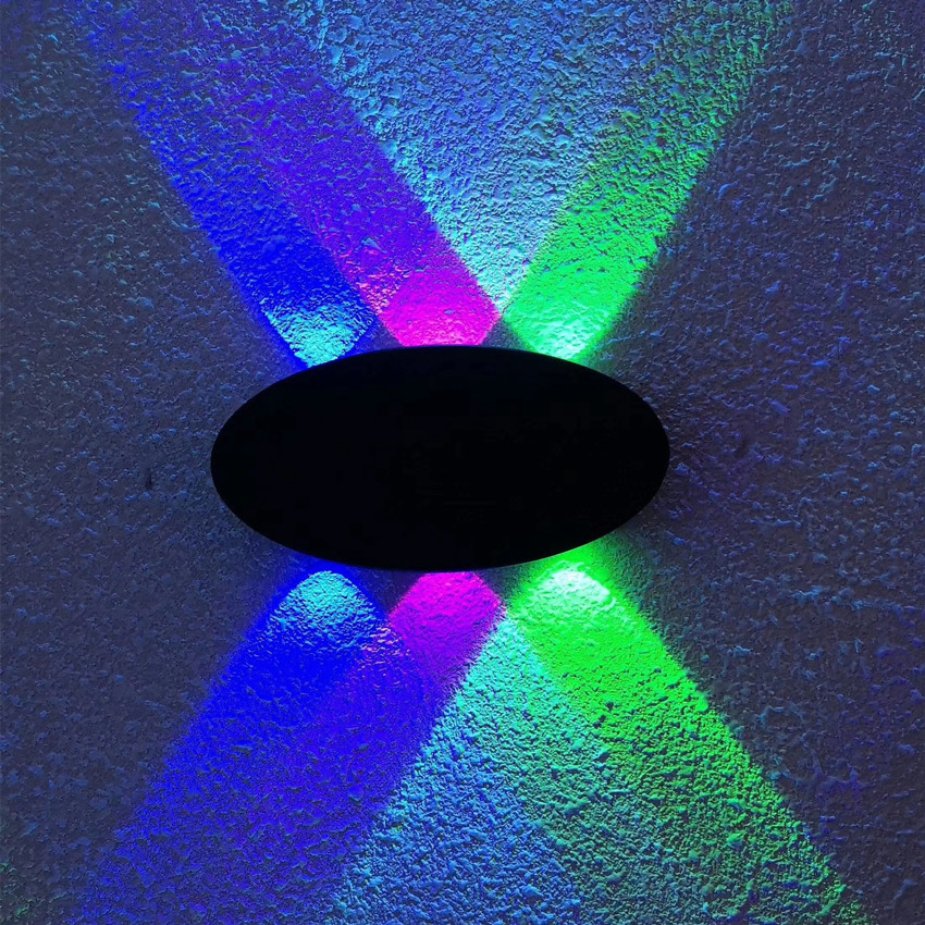 مصباح حائط LED معدني أسود لغرفة النوم في فندق على طراز الشمال الأوروبي مع درج وممر 8W لون RGB