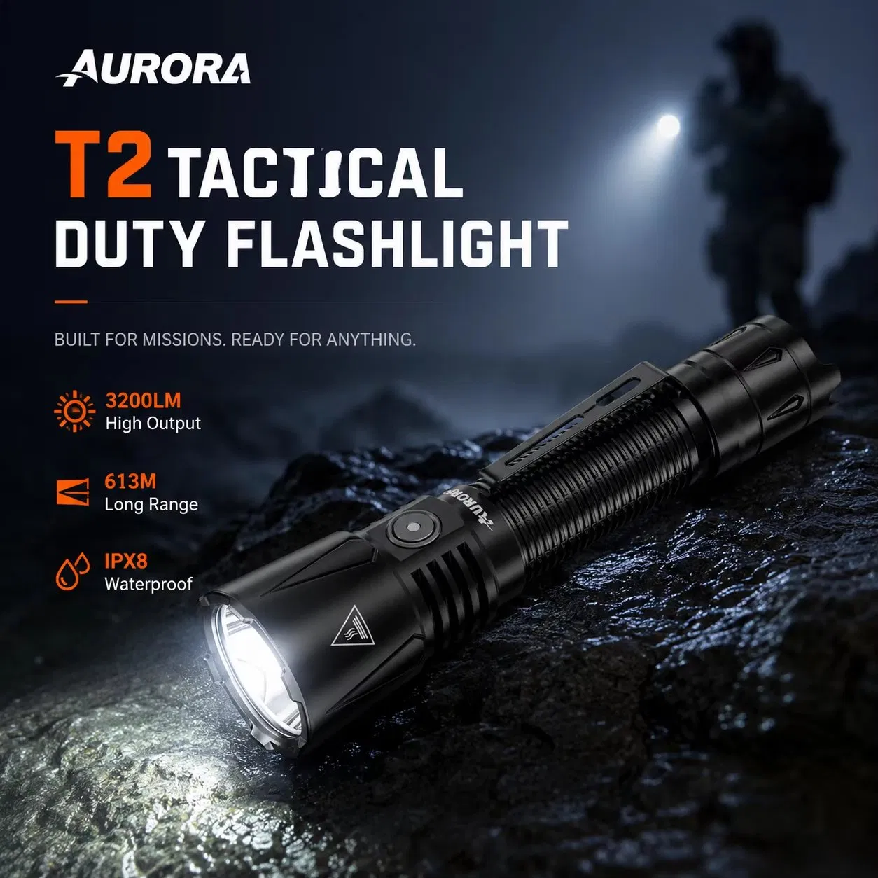 Aurora New 3200 Lumens Torch Long Range T2 LED Tactical Flashlight