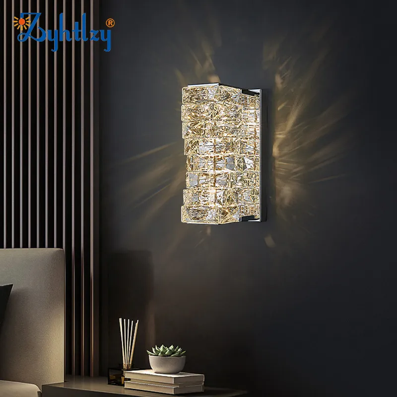 تصميم داخلي فاخر زخرفي حديث مصباح جداري كريستالي LED