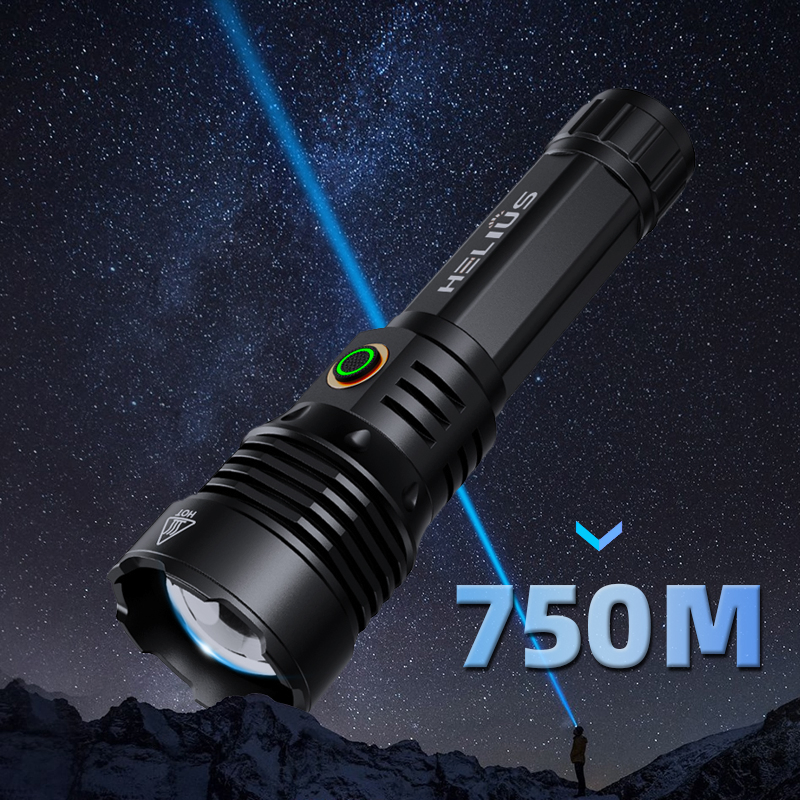 مصباح هليوس المحمول 1350lm 500m+ بعيد المدى قوي مصباح LED قابل لإعادة الشحن قابل للتكبير مصباح LED تكتيكي