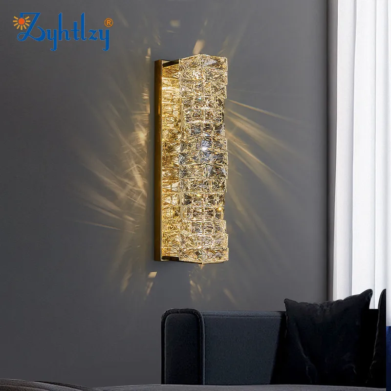 تصميم داخلي فاخر زخرفي حديث مصباح جداري كريستالي LED