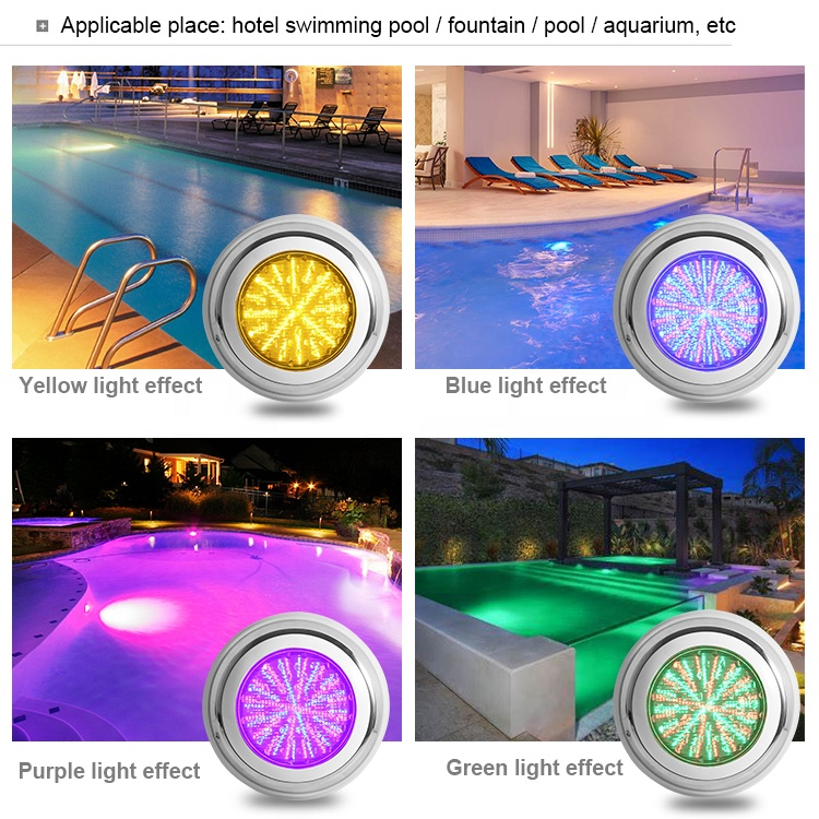أضواء سباحة LED احترافية من الفولاذ المقاوم للصدأ، بيضاء وزرقاء، RGB، مقاومة للماء، مثبتة على السطح، أضواء تحت الماء لحمام السباحة، جملة