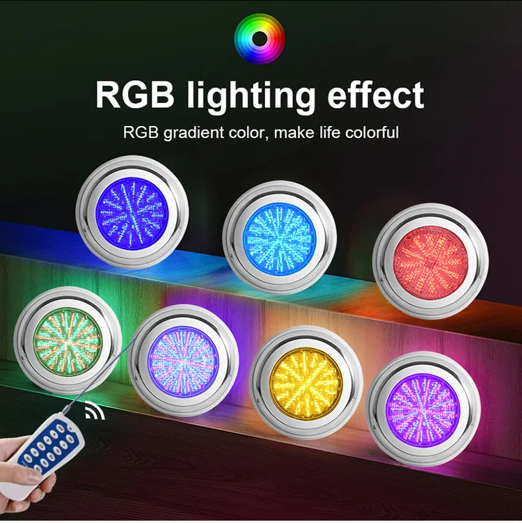 أضواء سباحة LED احترافية من الفولاذ المقاوم للصدأ، بيضاء وزرقاء، RGB، مقاومة للماء، مثبتة على السطح، أضواء تحت الماء لحمام السباحة، جملة