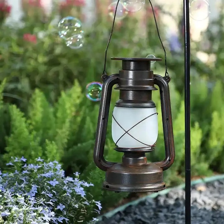 مصباح شمسية LED مقاوم للماء قابل للشحن بتصميم قديم للحديقة والفناء والسطح وزينة المنزل