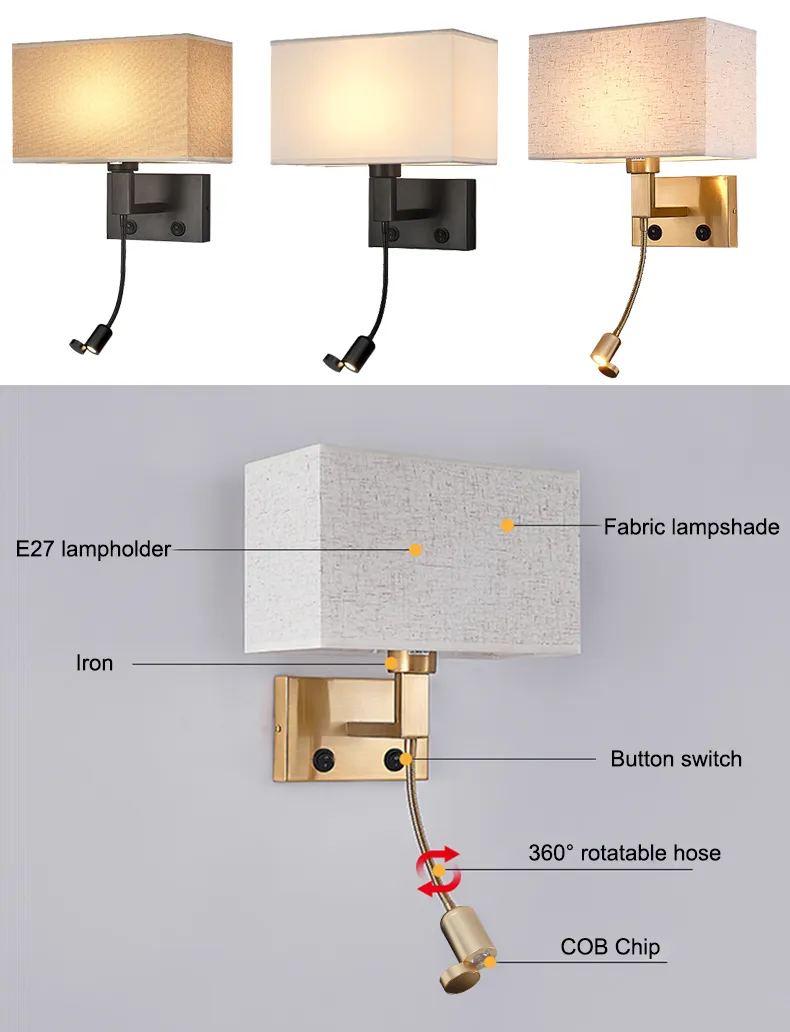 مصابيح حائط LED بسيطة من القماش
