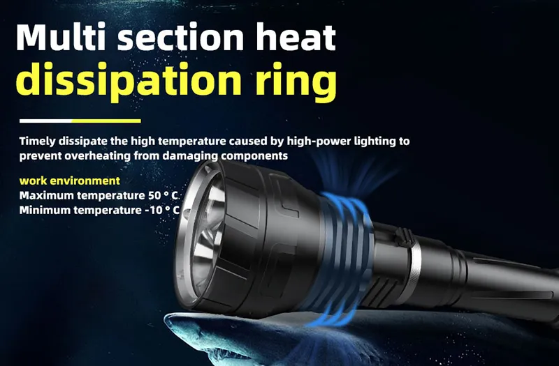 هليوس غوص 200m تحت الماء مسافة مصباح LED