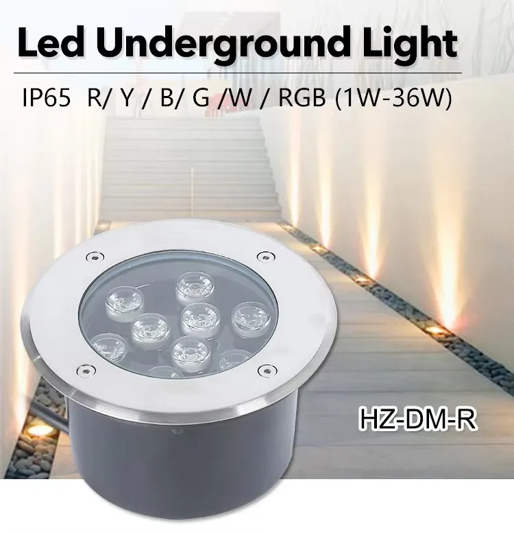إضاءة تحت الأرض بتقنية LED RGB نابضة بالحياة مع جهاز تحكم عن بُعد لاسلكي