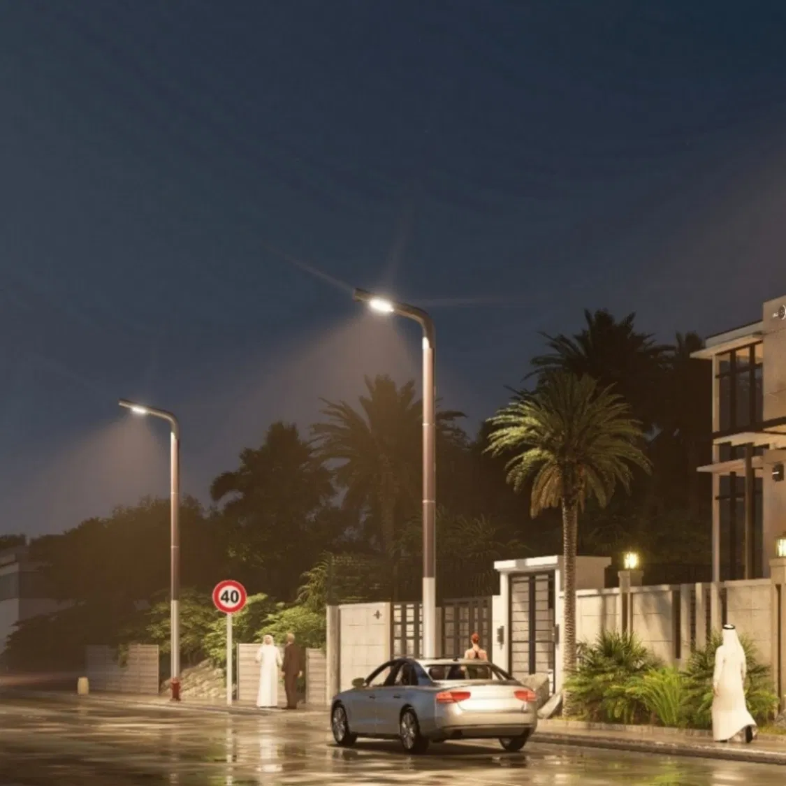 مصابيح الشارع الشمسية LED المنفصلة IP66 مقاومة للماء مع 40W-100W لوحة شمسية و 12h ساعات عمل للإضاءة الخارجية على الطرق
