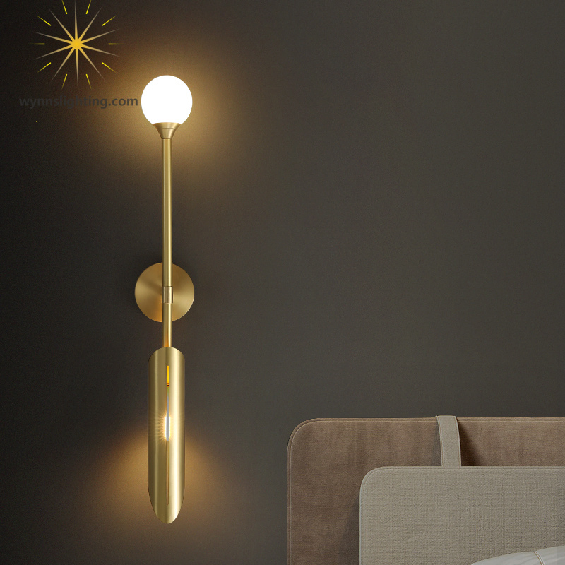إضاءة مصباح جداري LED من مصنع صيني لتزيين غرفة المعيشة وغرفة النوم والمطعم بتصميم نورديك بسيط ومصباح جداري ذهبي