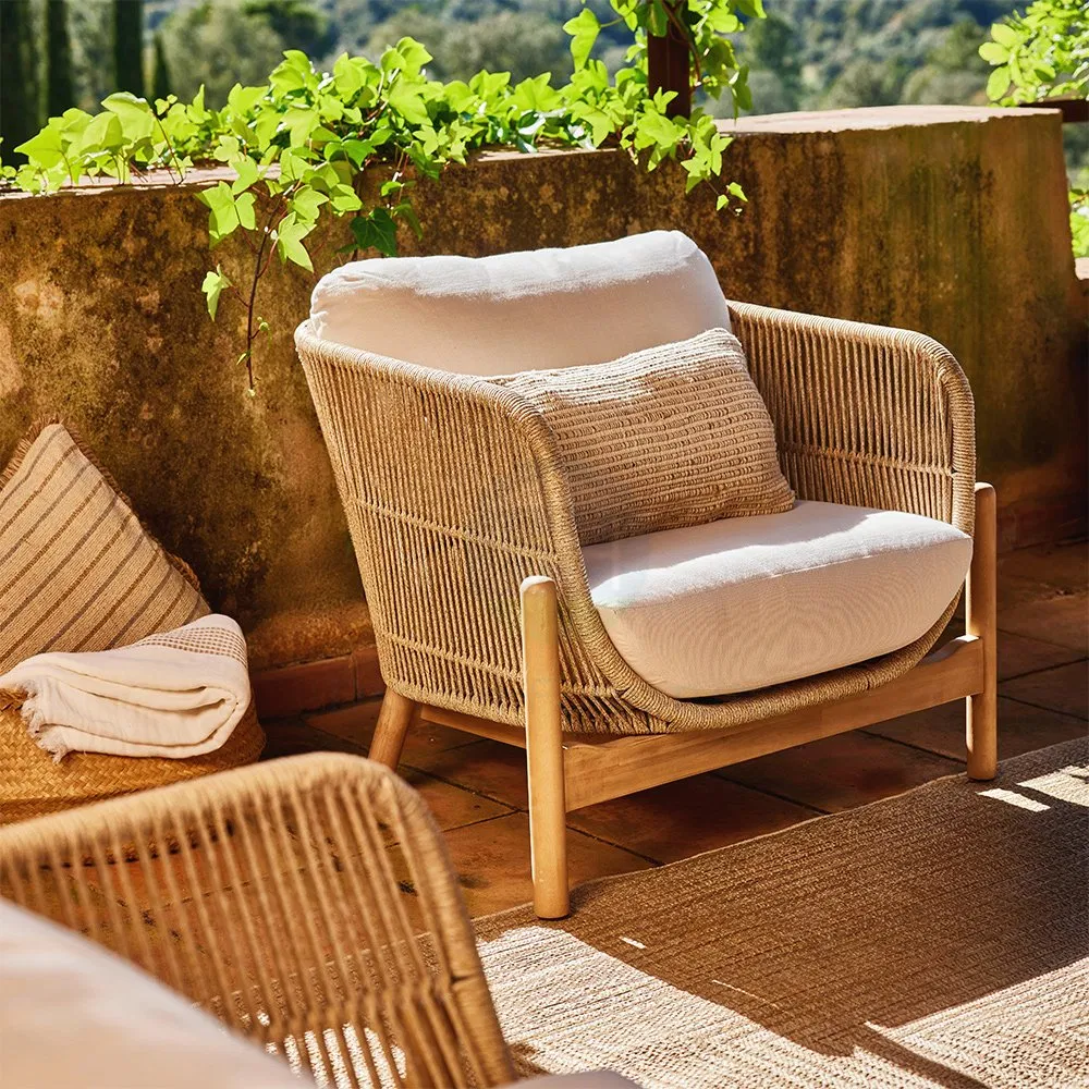 Leisure Luxury Rope Single Sofa Set Couch Outdoor Furniture with Foshan Factory Price