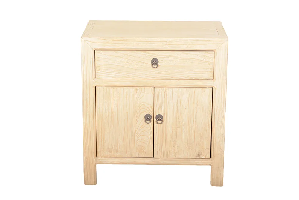 Rustic Vintage Elm Wood Nightstand Detail 3