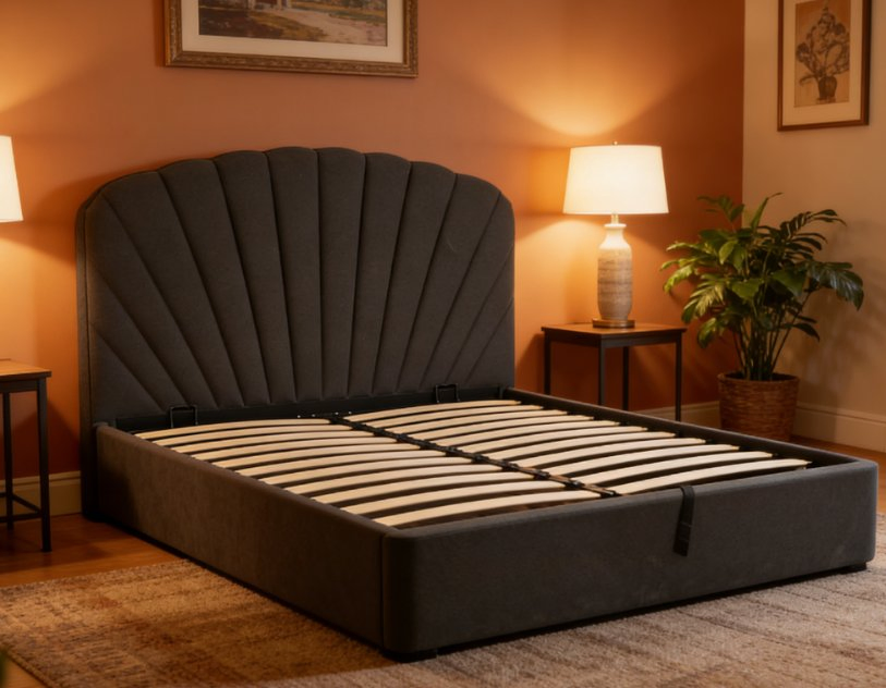 Customized Super King Queen Bedroom Furniture Frame Storage Ottoman Bedplatform Metal Bed Frame with Storage for Poland Hotel Home Apartment K/D Bed Frame