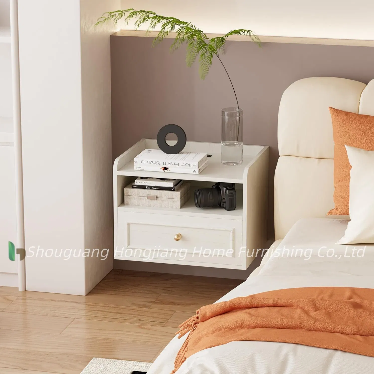 Floating Nightstand with Charging Station Set of 2, Modern Wall Mounted Bedside Tables