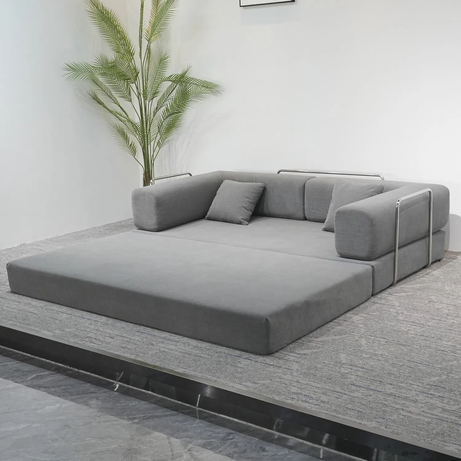 Wholesale Living Room Furniture Loveseat Compact Corduroy Cord Teddy Sofa Bed Multifunctional Modern Vacuum Compressed Sofa