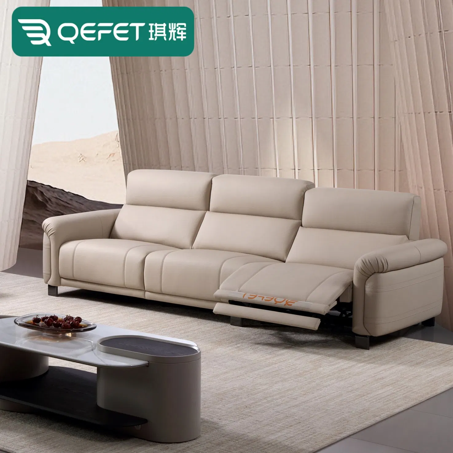 Living Room Hotel Office Sofa Furniture Set Solid Wood Genuine Leather Sectional Module Combination Electric Function Recliner Couch