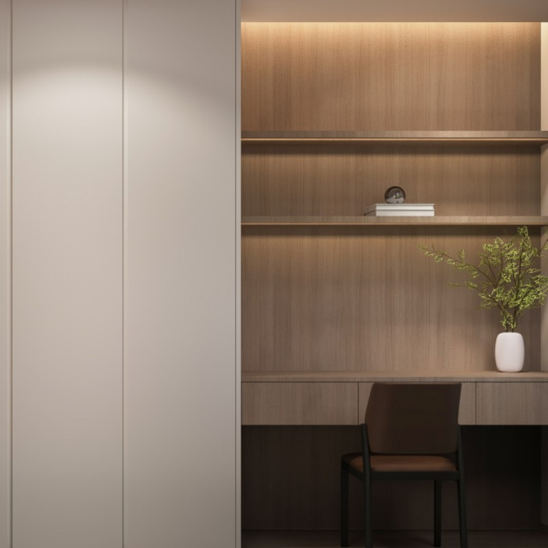 Sleek Design Walk-in Wardrobe with PVC and MDF Finish