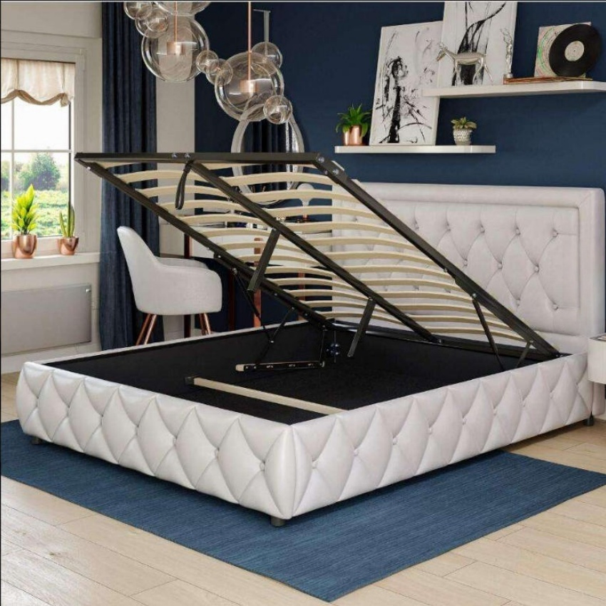 Easy Assembly CE /FSC Certificated Bed Frame Double/Queen/ Ottoman Storage Bedbase with Plywood Slats Frame for European Poland Bedroom Home Furniture