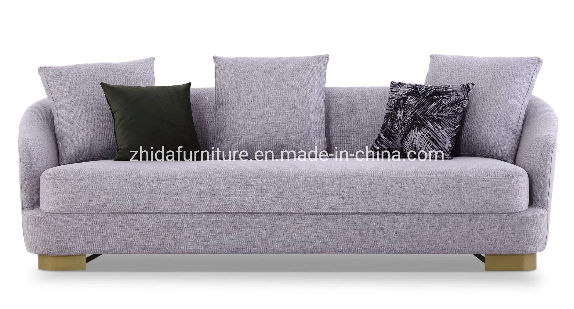Promotion Stainless Steel Frame Gold Frame Home Living Room Furniture Small Loveseat Fabric Sofa