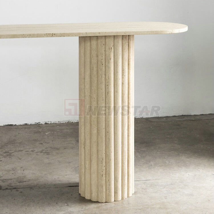 Living Room Furniture Beige Stone Travertine Coffee Table Side Table Luxury Console Table