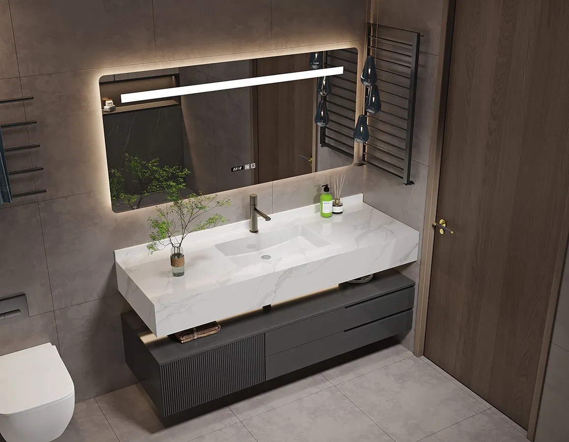 Smart Rectangle LED Mirror Light Bathroom Sets Cabinets