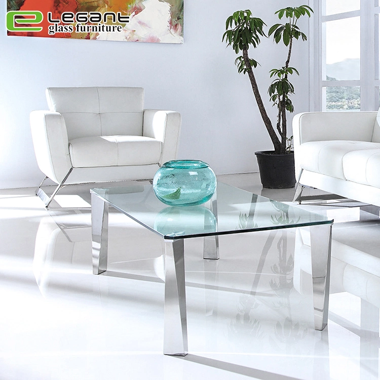 Clear Bent Glass Coffee Table with Frosted Shelf