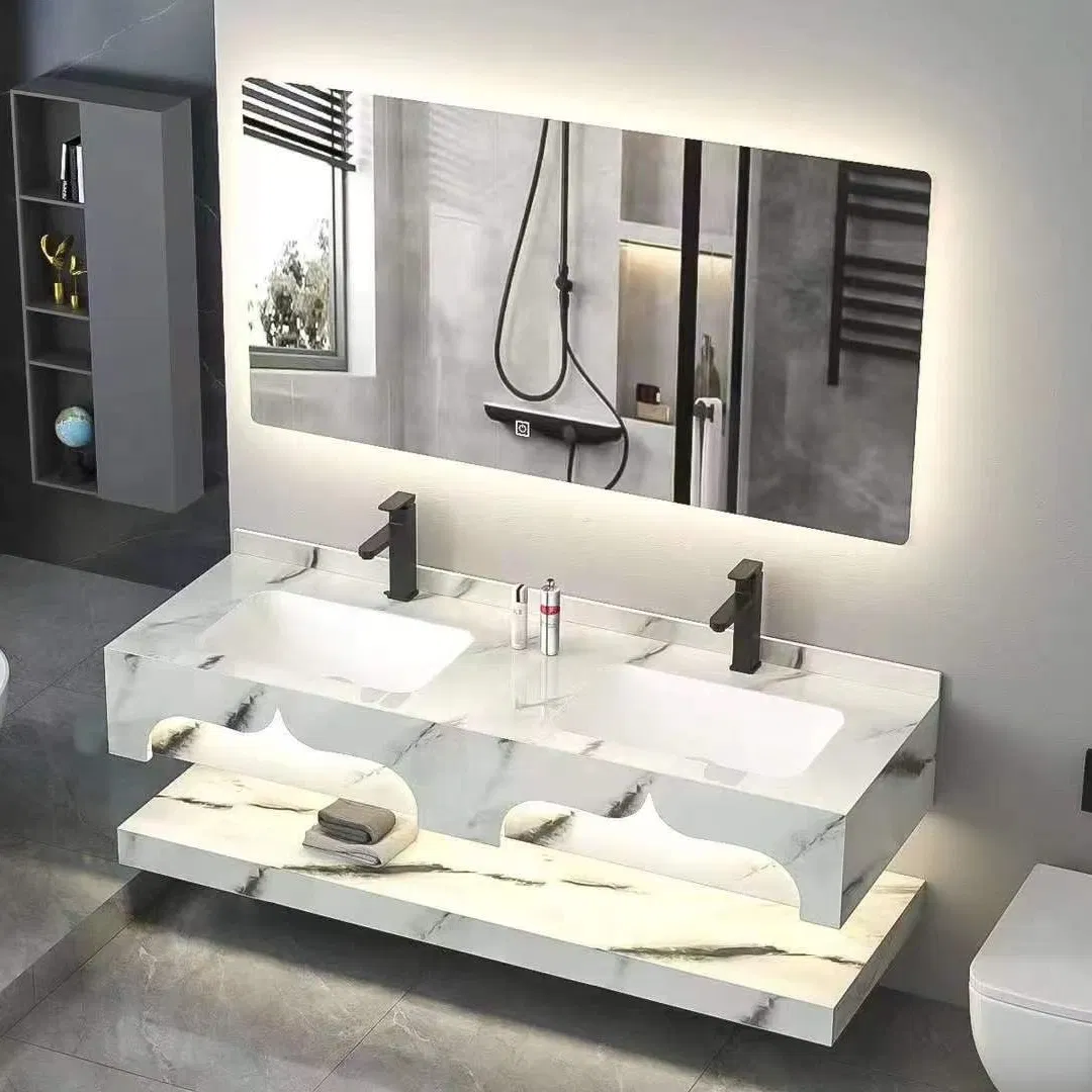 RO-311-120 Modern Slab Sanitary Ware Bathroom Furniture Marble Material Cabinet