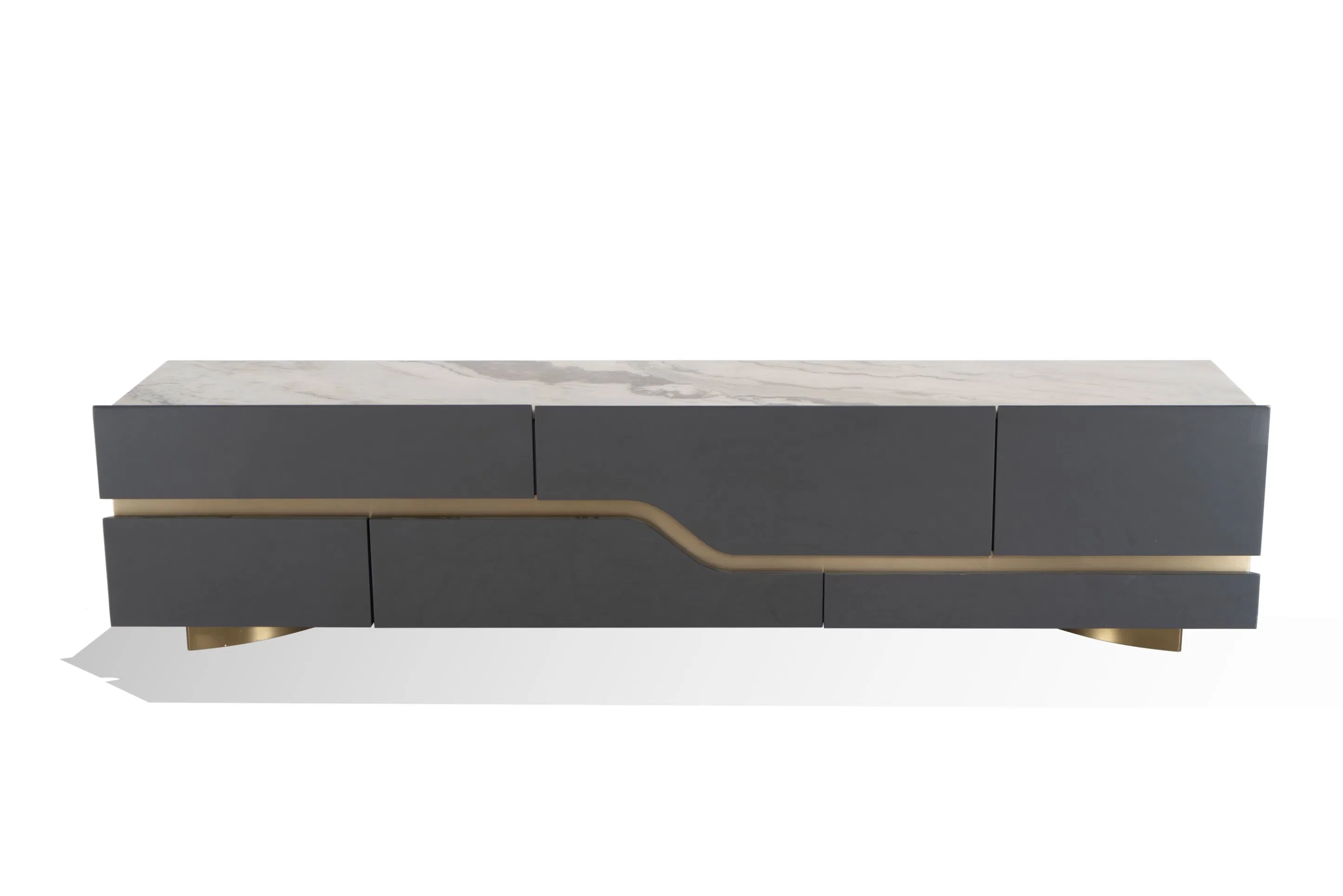 Modern Living Room Wooden Upmarket Furniture Stylish Marble Top Hardware Decoration TV Stand