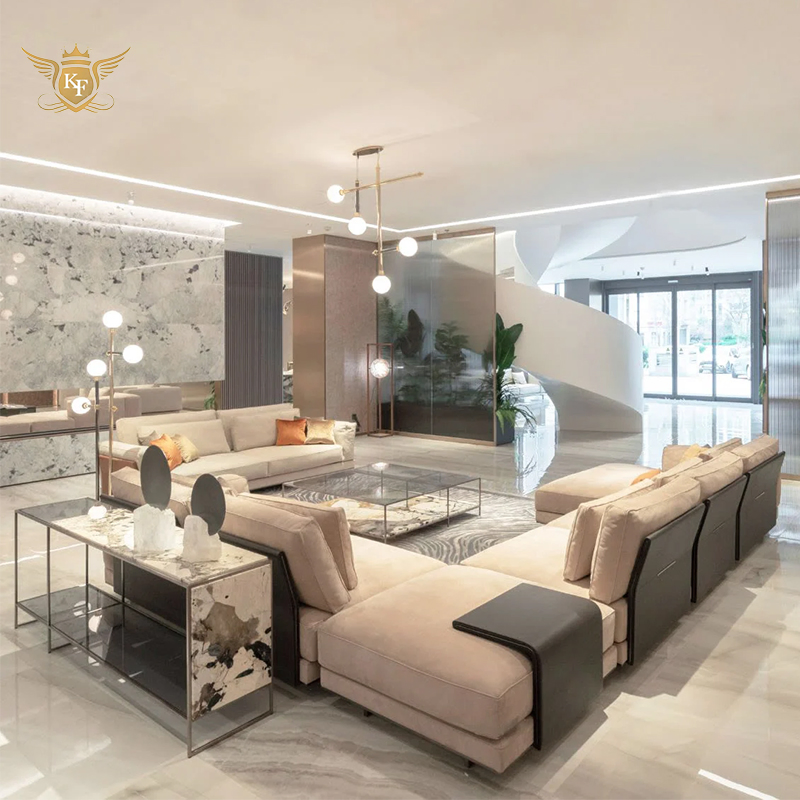 Living Room Sectional Leather Luxury Style Corner Lounge Sofa