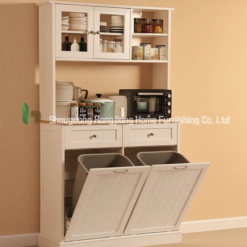 Customized French Sideboard with Integrated Storage Cabinet Against The Wall