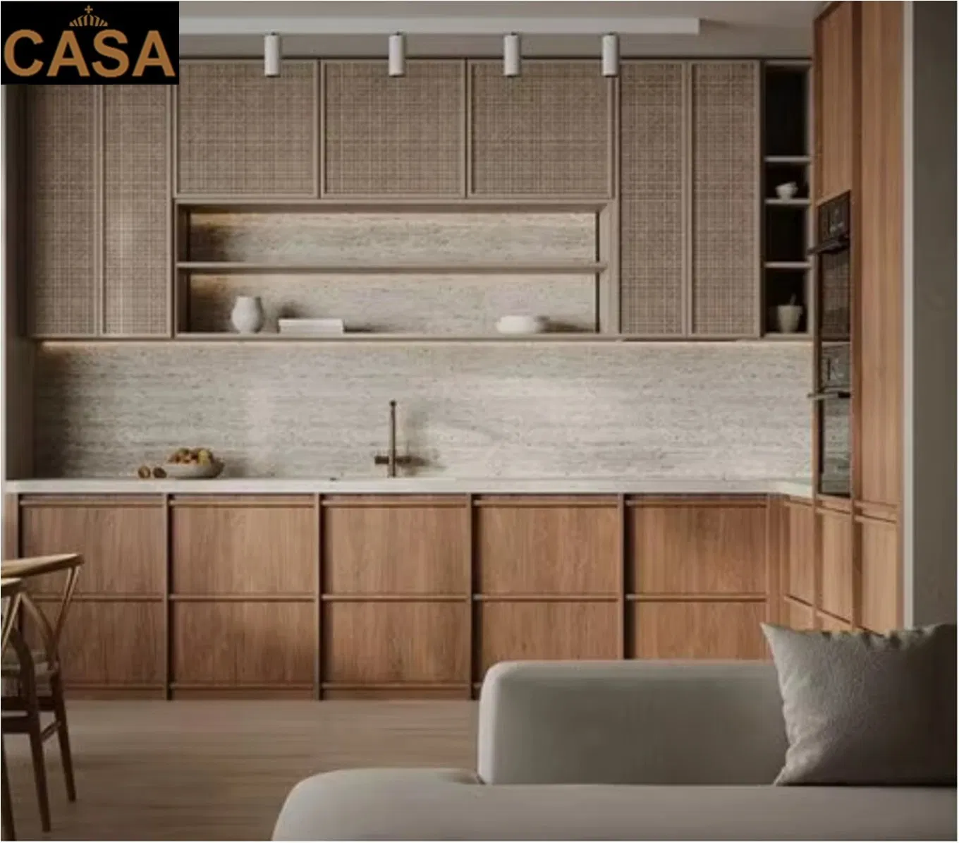 New Arrival Vintage Distressed Untique Complete Sets Modern Kitchen Cabinets Wooden Complimented with Quartz