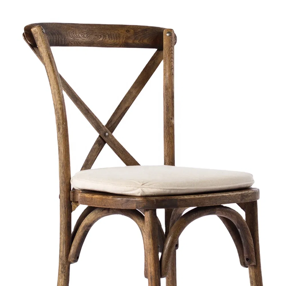 Wholesale Farmhouse Antique X Cross Back Chairs Stackable Wooden Rustic Dining Chairs