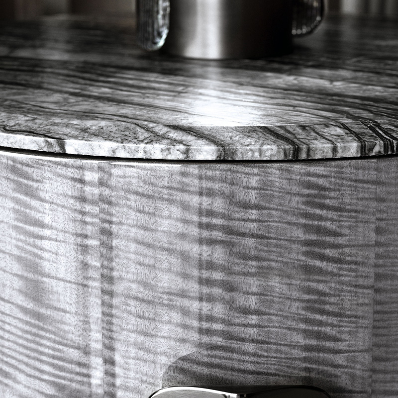 Italian Luxury Modern Minimalist Bedroom Furniture Round Nightstand with Marble Top for Home